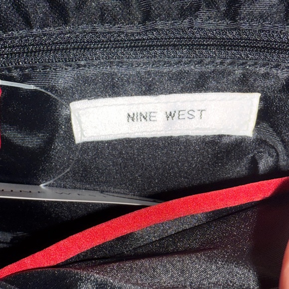 Vibrant Nine West Red Satin Ruffle Shoulder Bag Purse Clutch W Chain Strap NWT! - Picture 7 of 8